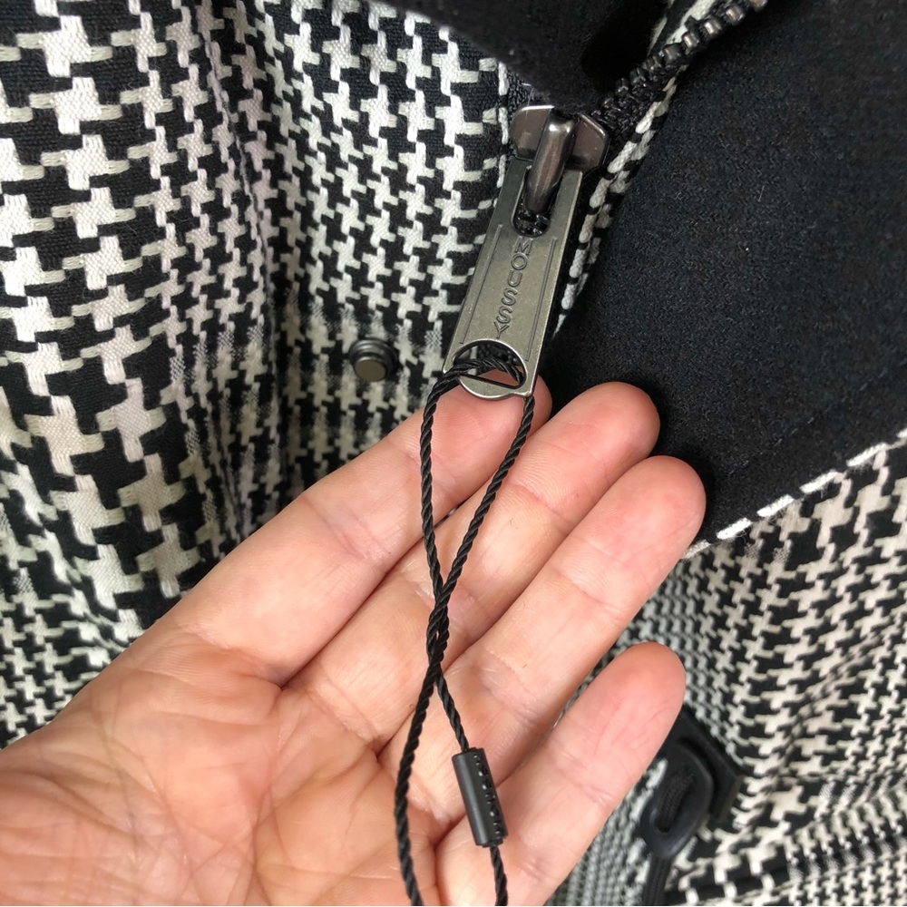 NWOT MOUSSY Houndstooth Plaid Wool Knit Coat with Fur Trim Sz 1 Small - Picture 4 of 16
